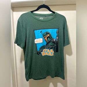 Uniqlo Star Wars And Now Boba Fett Green UT Graphic T-Shirt Mens M Rare Comic